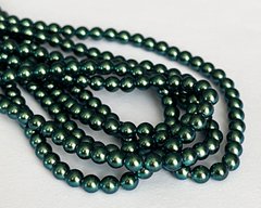 Перли Preciosa, колір - Pearlescent Peacock Green, 4 мм, 20 шт упаковка