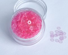 Пайетки Италия, цвет - детский розовый прозрачный (3062), плоские 3 мм, туба 3 гр
