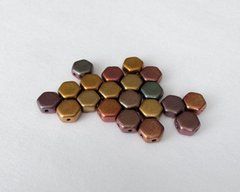 Бусины Honeycomb, Чехия, прессовка, 6мм, 2 отв., матовый медный микс, 10 шт