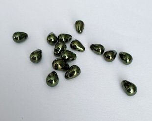 Скляна підвіска, Чехія, зелений глянсовий (23980/14495), 4*6 мм, шт