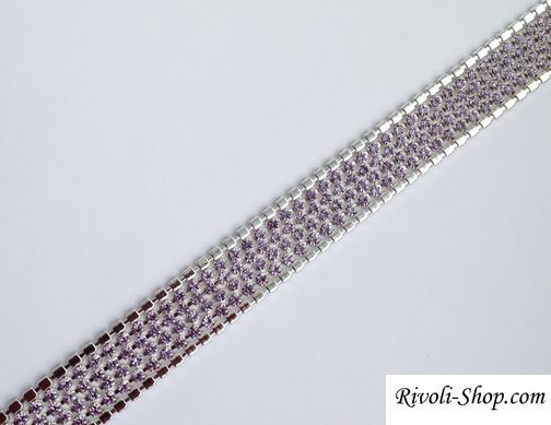 Стразовая цепь Preciosa, ss 6,5 (1.5-1,8 мм), цвет Violet / серебро, 10 см
