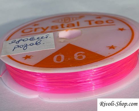 Силіконова волосінь-гумка, 0,6 мм діаметр, Корея, колір - отруйний рожевий, 1 м