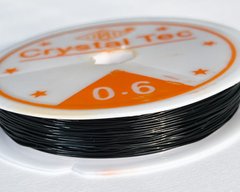 Силіконова волосінь-гумка, 0,6 мм діаметр, Корея, колір - чорний, 1 м
