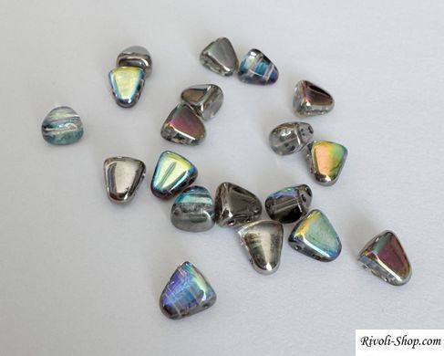 Намистина Matubo Nib-Bit, пресоване скло, 5*6 мм, 2 отвори, сірий райдужний (00030-98537), шт