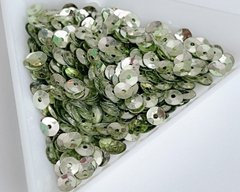 Пайетки Италия, цвет - бледно зеленый металлик (7025), чаша 4 мм, 3 гр