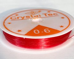 Силиконовая леска-резинка, 0,6 мм диаметр, Корея, цвет - красный, 1 м
