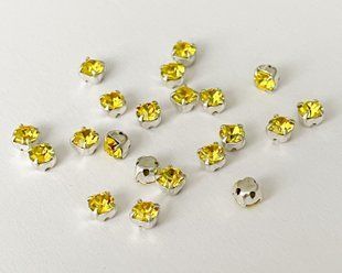 Страз в цапі Preciosa, ss16 (3,8-4 мм), Citrine в сріблі
