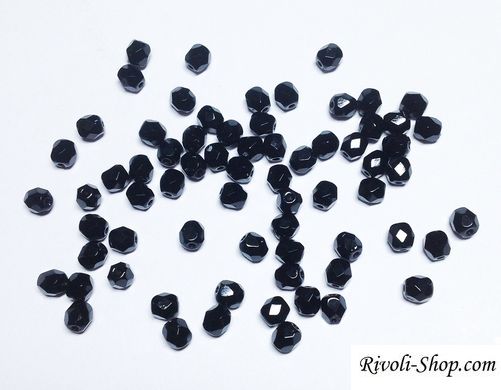 4 мм грановані намистини Preciosa, (23980), колір - чорний, 25 шт
