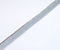 Стразовая цепь Preciosa, ss 8,5 (2.4-2.5 мм), цвет Lt.Sapphire Opal / серебро, 10 см