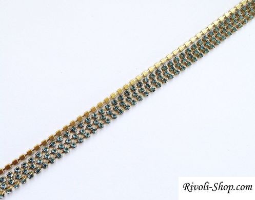 Стразовая цепь Preciosa, ss 8,5 (2.4-2.5 мм), цвет Smoked Sapphire, 10 см