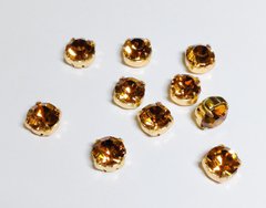Стразы в цапах Preciosa, ss34 (7.2-7.4 мм), Topaz в золоте