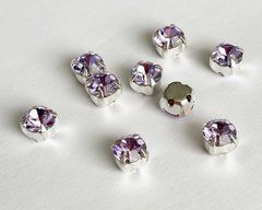 Страз в цапе Preciosa, ss30 (6.4-6.8 мм), Violet в серебре