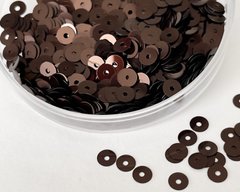 Пайетки Италия, цвет - темно коричневый металлик (8099), плоские 4 мм, 2.5 гр