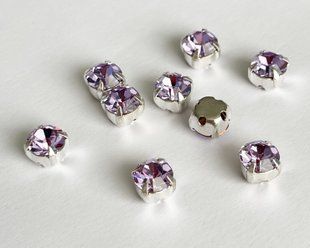 Страз у цапі Preciosa, ss30 (6.4-6.8 мм), Violet в сріблі