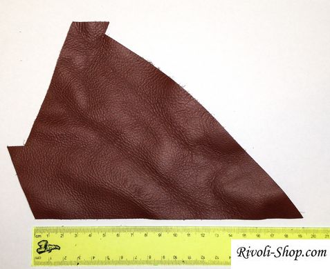 Шкіра натуральна коричнево-бордова дрібнозернистий, товщина 1,5 мм, 21 см * 14,5 см