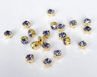 Страз в цапі Preciosa, ss16 (3,8-4 мм), Tanzanite в золоті