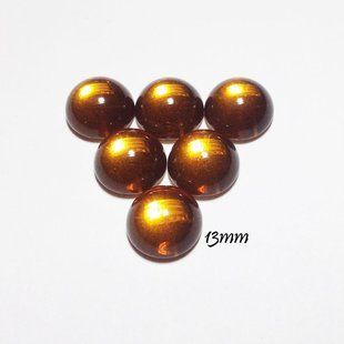 Скляний кабошон Preciosa 13 мм Topaz з золотим дном