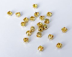 Страз в цапе Preciosa, ss16 (3,8-4 мм), Light Topaz в золоте