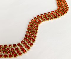 Стразовая цепь Preciosa, ss12 (3-3.2 мм), цвет Red Velvet, 10 см