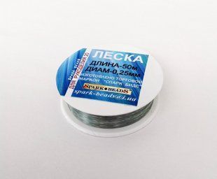 Волосінь (мононитка) для бісероплетіння, блакитна, діаметр 0.25 мм, довжина 50м