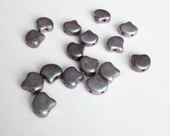 Бусина Ginko, Чехия, прессованное стекло, 7.5 мм, 2 отверстия, полихромная серо-розовая (23980-94102), шт