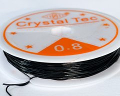 Силіконова волосінь-гумка, 0,8 мм діаметр, Корея, колір - чорний, 1 м