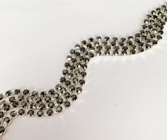 Стразовая цепь Preciosa, ss12 (3-3.2 мм), цветJet Hematite / серебро, 10 см