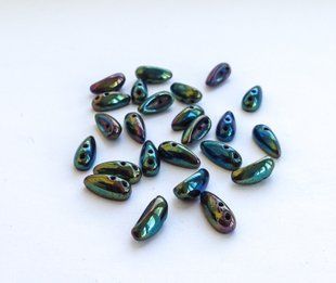 Намистина Chilli, Preciosa, пресоване скло, 11*4 мм, 2 отвори, зелений ірис (23980-21455)
