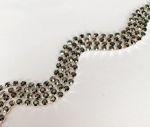 Стразовая цепь Preciosa, ss12 (3-3.2 мм), цветJet Hematite / серебро, 10 см