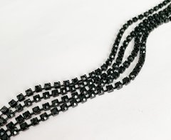 Стразовая цепь Preciosa, ss12 (3-3.2 мм), цветJet / в черной оправе, 10 см