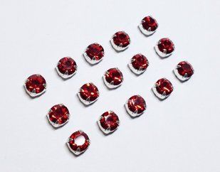 Страз в цапе Preciosa, ss29 (6.2-6.4 мм), Light Siam в серебре