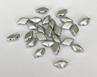 Намистина Matubo GemDuo, пресоване скло, 8 * 5 мм, 2 отвору, матовий алюміній (00030-01700)