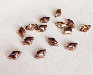 Намистина Matubo GemDuo, пресоване скло, 8*5 мм, 2 отвори, мідь райдужна (00030-29500), шт