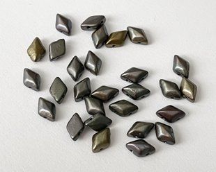 Намистина Matubo GemDuo, пресоване скло, 8 * 5 мм, 2 отвори, матовий металік з міксу &laquo;сіро - оливковий&raquo; (00030-01670)