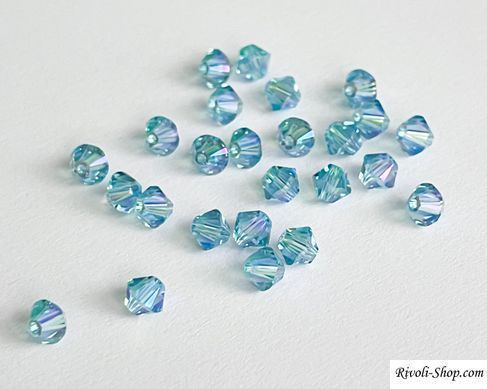 Биконус Австрия (5328), цвет - Aquamarine Shimmer 2X, 4 мм