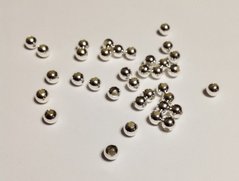 Бусина металлическая, посеребренная латунь, пр-во Китай, 3 мм, 10 шт