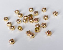 Страз в цапе Preciosa, ss16 (3,8-4 мм), Capri Gold в золоте