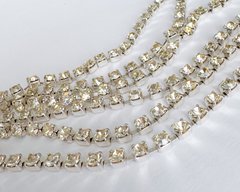 Стразовая цепь Preciosa, цвет Crystal Blond Flare / серебро, ss12 (3-3.2 мм), 10 см