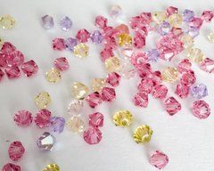 Микс биконусов Preciosa 4 мм, розово-желтый, 2 сорт, уп. 100 шт