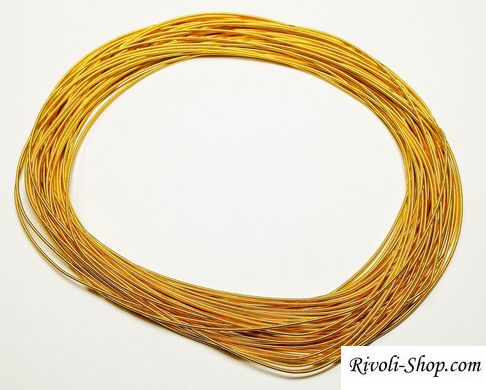 Канитель жесткая, 0,9 мм диаметр, цвет - яркое золото, (0027) пр-во Индия, 1 г