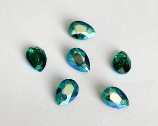 Подвеска Swarovski груша, 6433, цвет - Emerald Shimmer, 9 мм