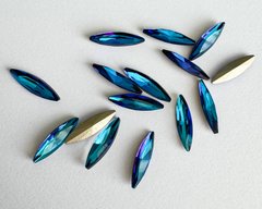 Тонкий маркіз Aurora, A4221 (slim navette), колір Bermuda Blue, 15*4 мм