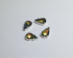 Хрустальные камни Preciosa, в серебр. оправе, 13x7.8 мм, Vitrail Medium