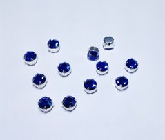 Страз у цапі Preciosa, ss39 (8.2-8.4 мм), Sapphire в сріблі
