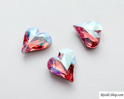 Сердце ассиметричное Swarovski 4809, цвет - Light Rose Shimmer, 13*12 мм