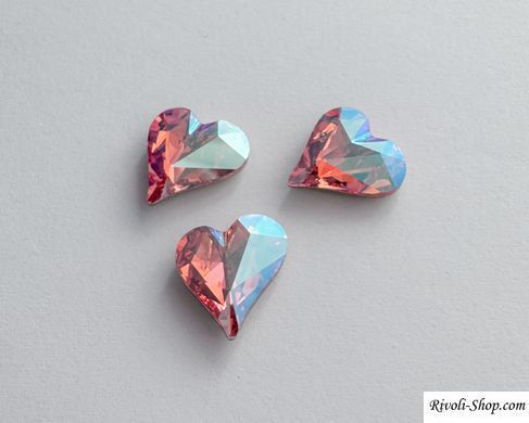 Сердце ассиметричное Swarovski 4809, цвет - Light Rose Shimmer, 13*12 мм