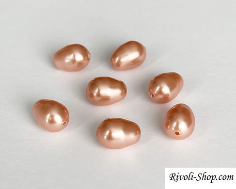 Намистина Swarovski пiд жемчуг, груша (5821), 11*8 мм, колір - Rose Peach