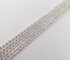 Стразовая цепь Preciosa, ss12 (3-3.2 мм), цвет Crystal / серебро, 10 см