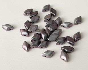Намистина Matubo GemDuo, пресоване скло, 8 * 5 мм, 2 отвори, поліхромна сіро-рожева (02010-94102)