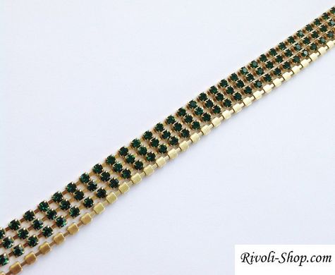 Стразові ланцюги Preciosa, ss 6,5 (1.5-1,8 мм), колір Emerald, 10 см